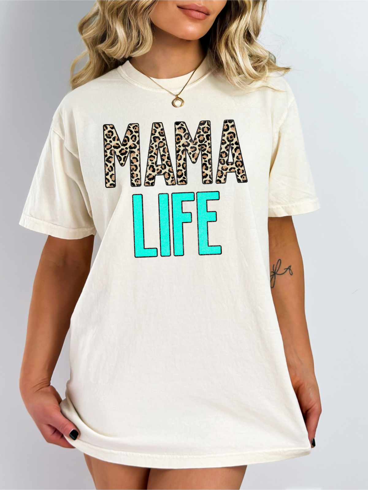 Mama life, blue and cheetah print