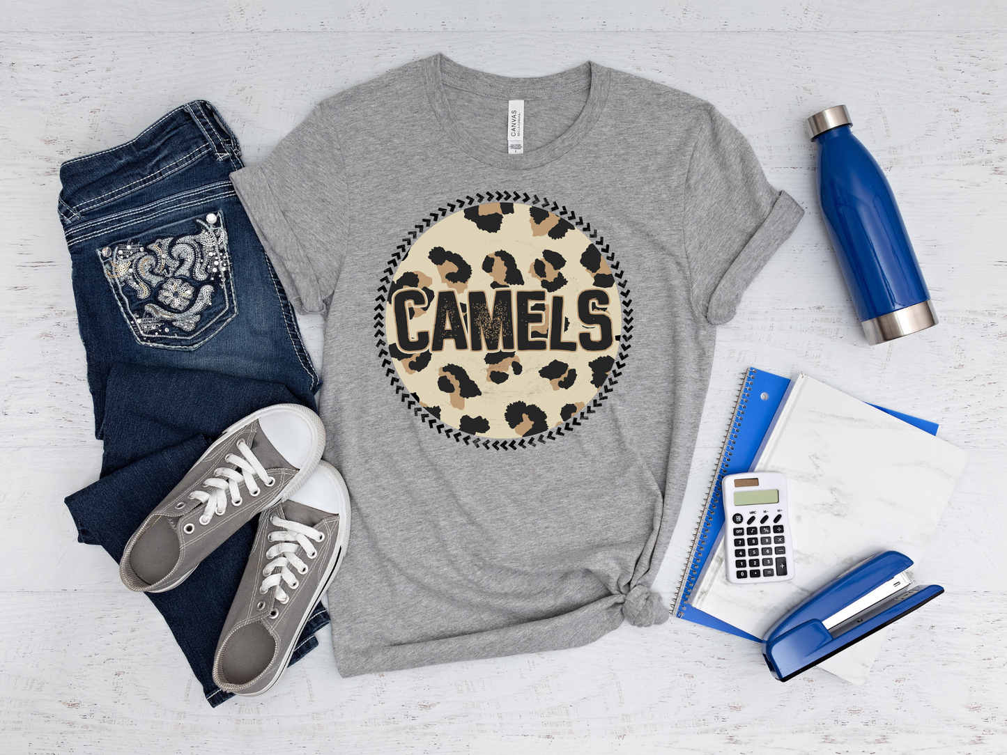 Camels, cheetah print