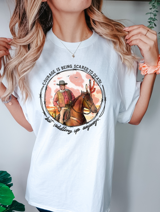 Courage is being scared to death - sunset background