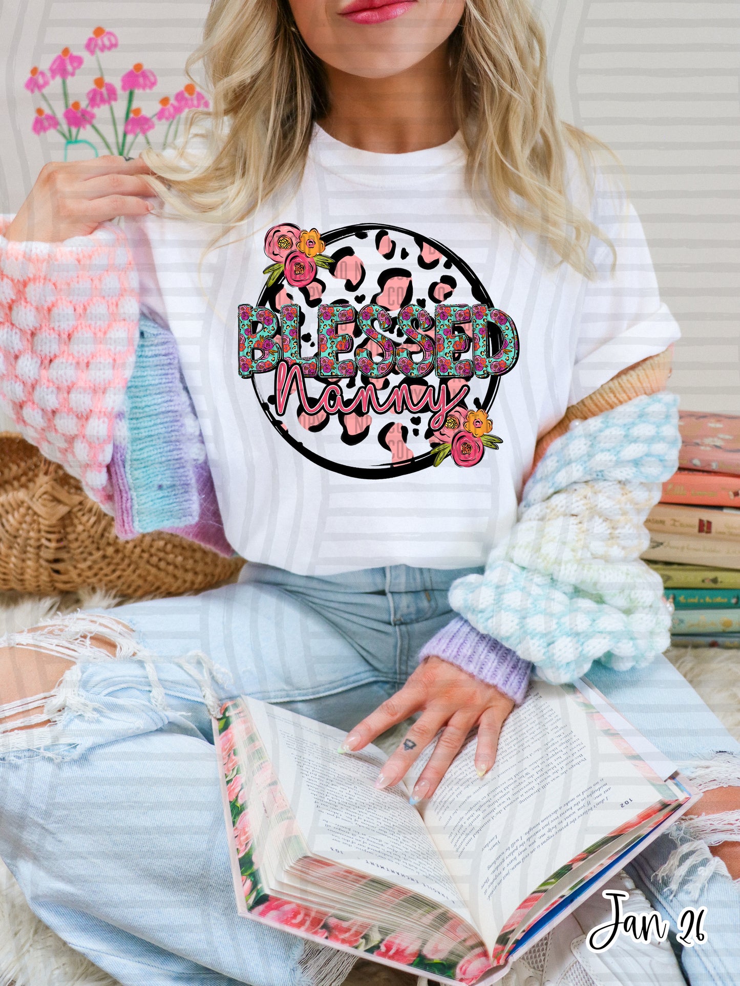 BLESSED NANNY CHEETAH FLORAL