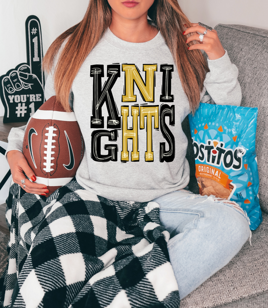 Knights (BLK/GOLD) - DTF Print