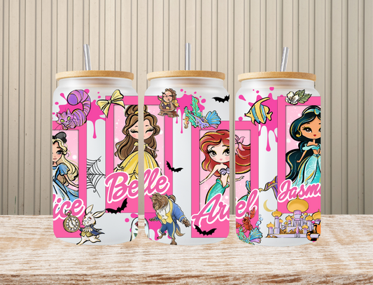 Disney princess's with pink paint drip - UV Libby Wrap