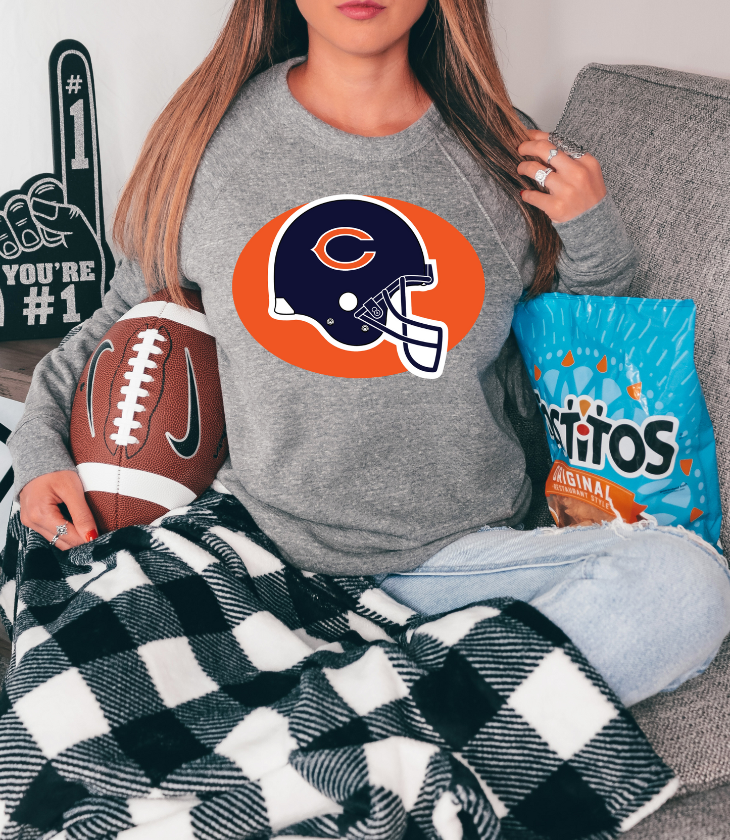 Chicago bears logo on blue helmet