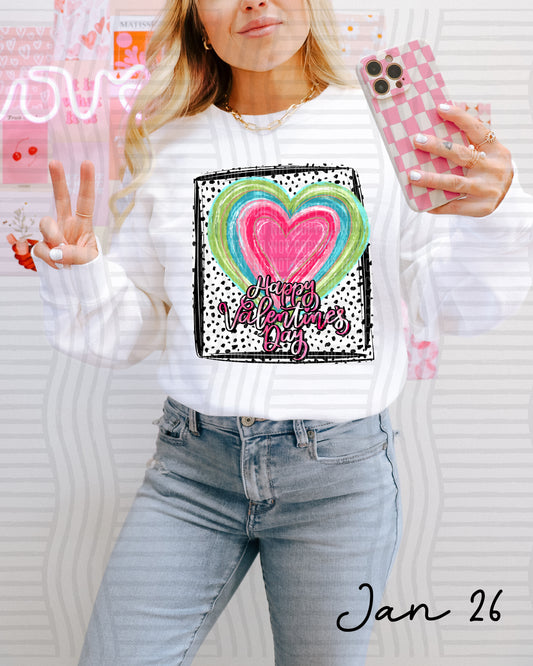 HAPPY VALENTINE'S DAY (PINK & WHITE) COLORFUL HEART