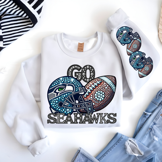 Diamond Studded Football - Seahawks - CHEST