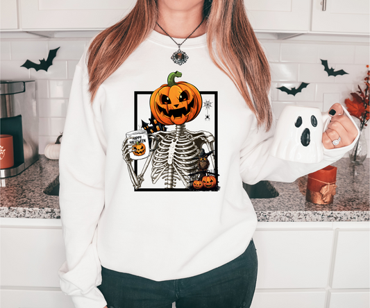 Skeleton with pumpkin head