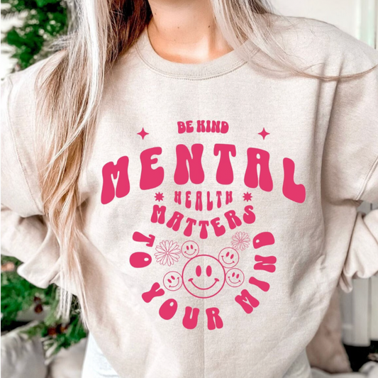 Mental Health Matters To Your Mind Smiley Pink- DTF Transfer