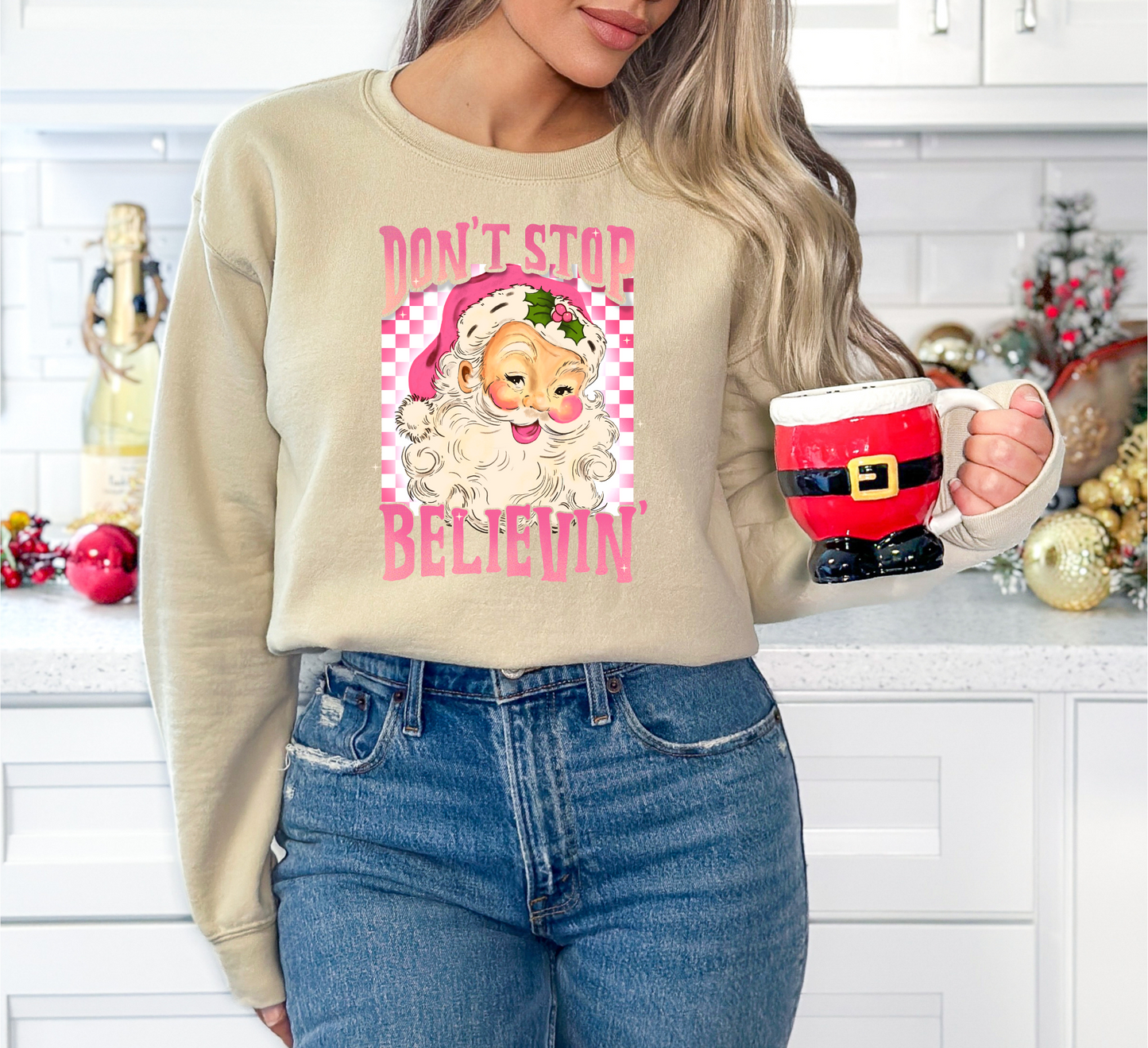Don’t Stop Believin’ – Pink Checkered