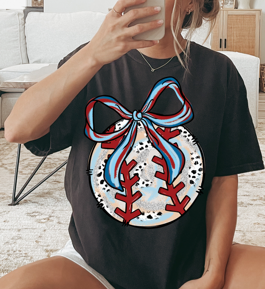 Baseball Polka Dot Bow