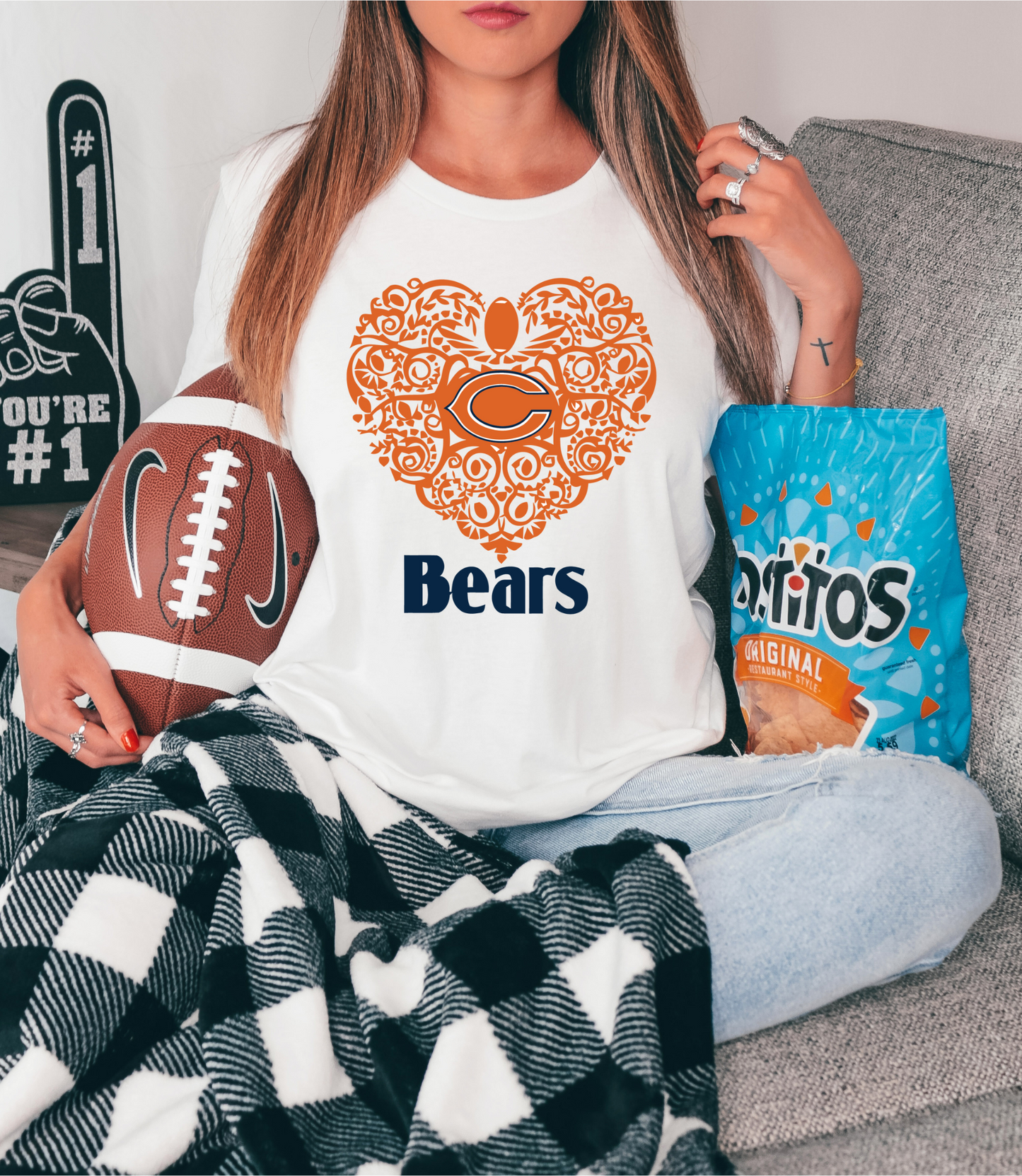 Bears with logo inside orange heart
