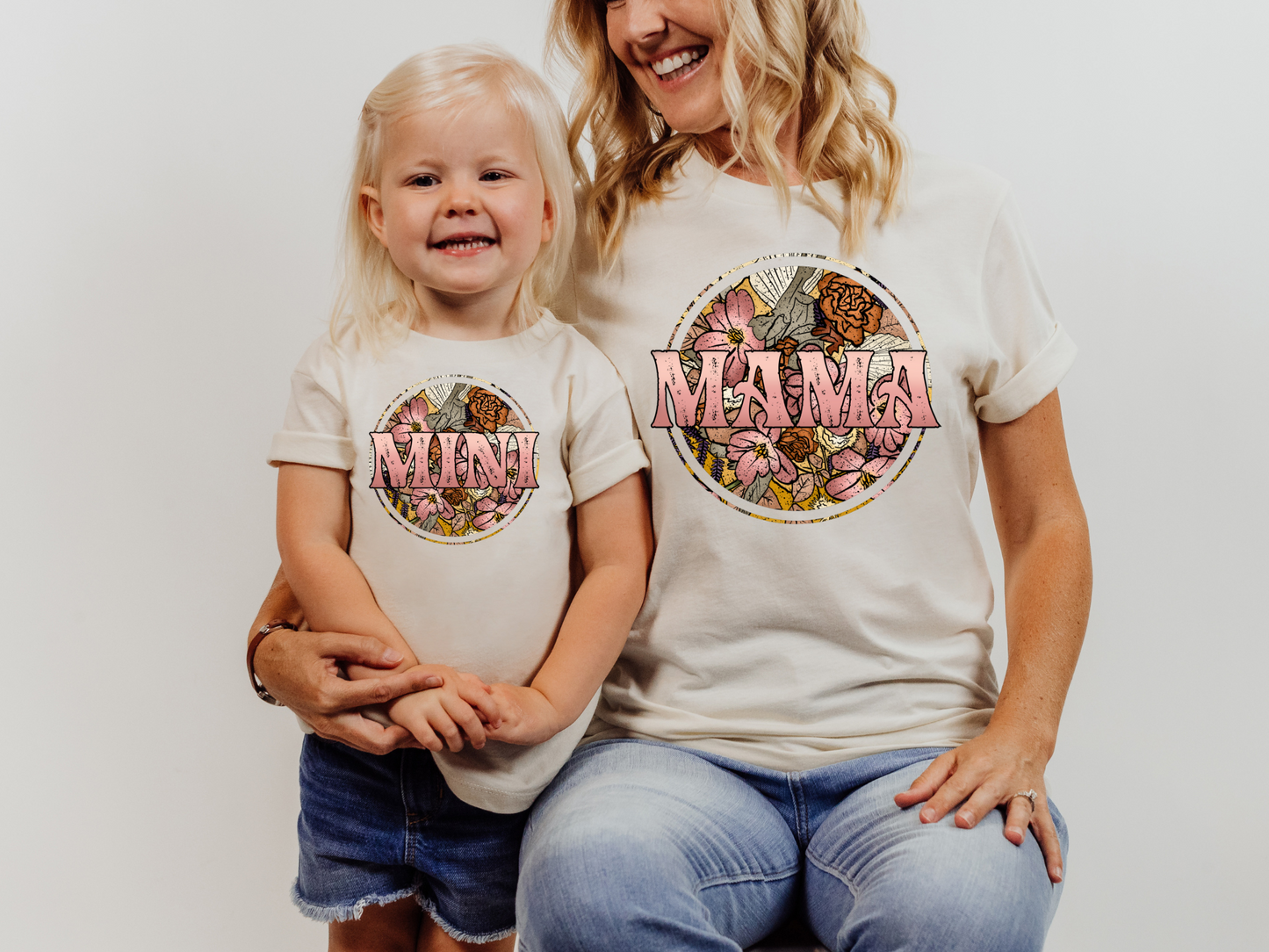 Mama - pink letters with floral background