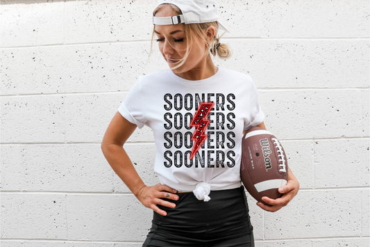 Sooners- black and red cheetah print