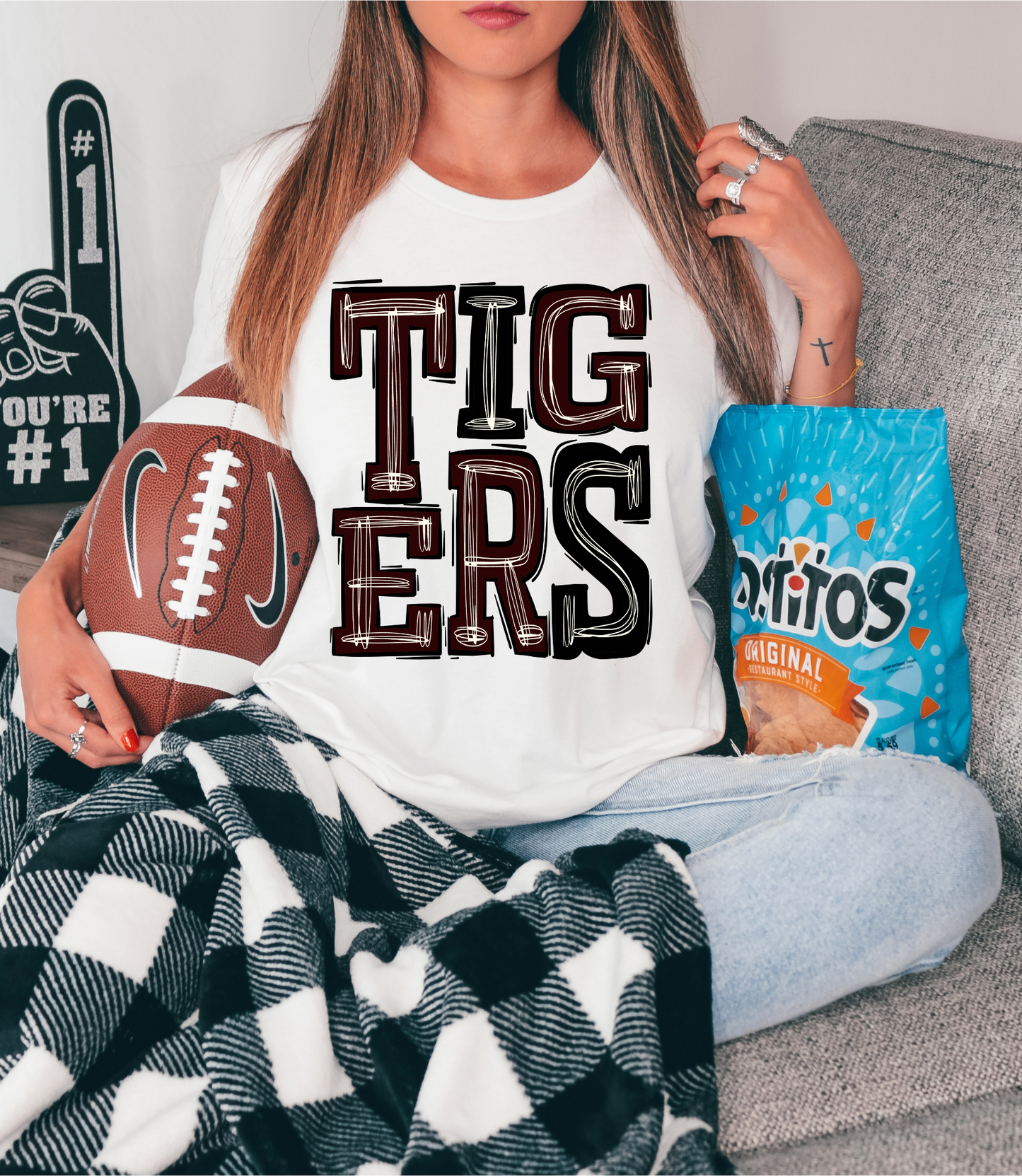 Tigers - maroon and black letters