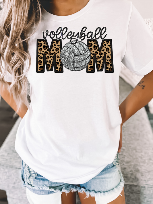 Volleyball mom - faux sequin and cheetah print