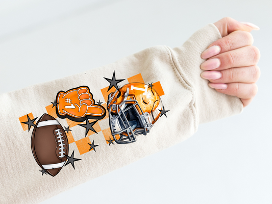 Tennessee helmet, football and foam finger, checkered - sleeve