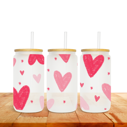 LT Pink DK  Pink Crayon Hearts - UV Libby Wrap