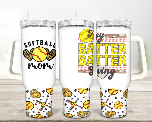Softball Mom Hey Batter Swing - 40oz Tumbler Wrap