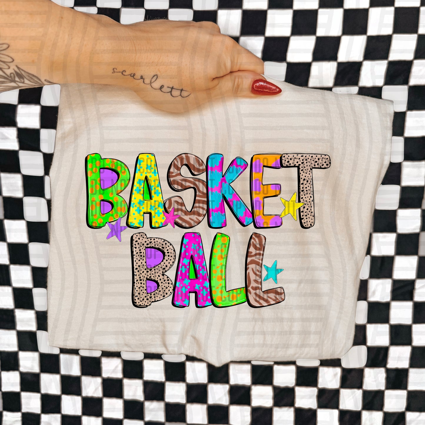 BASKETBALL COLORFUL CHEETAH ZEBRA STARS