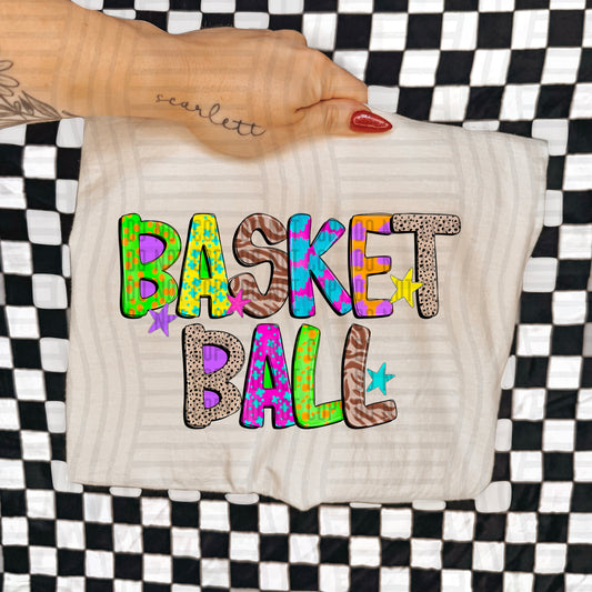BASKETBALL COLORFUL CHEETAH ZEBRA STARS