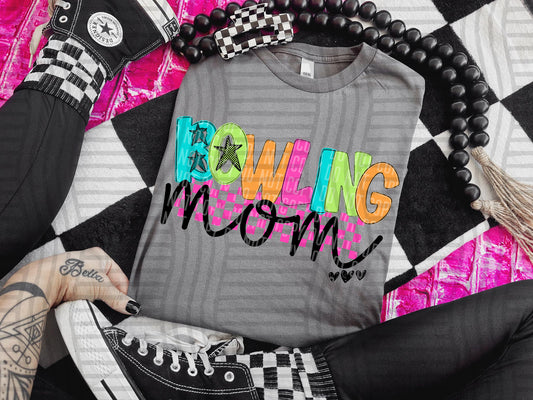 BOWLING MOM COLORFUL STARS CHECKERS