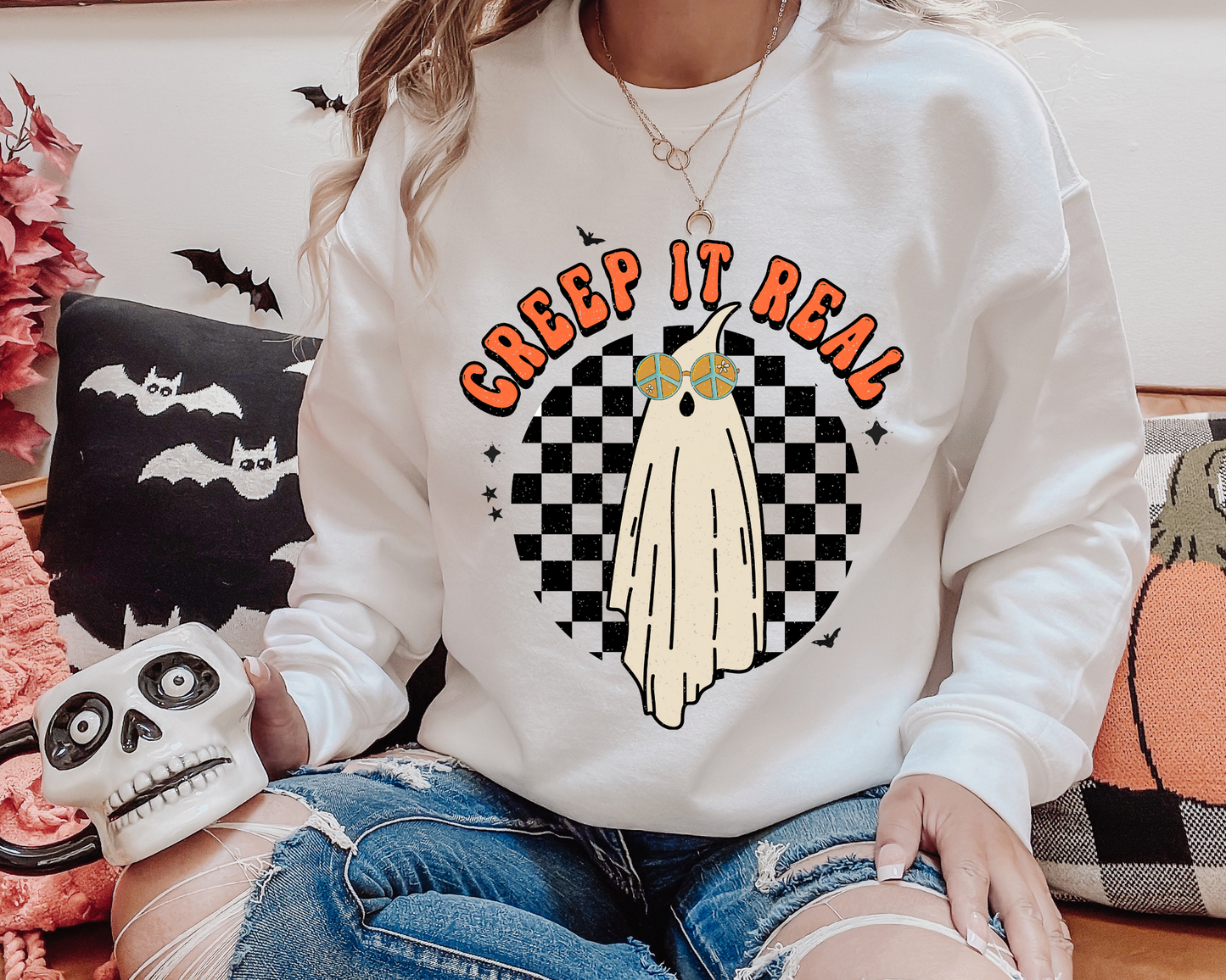 Creep it real black checkered disco ball