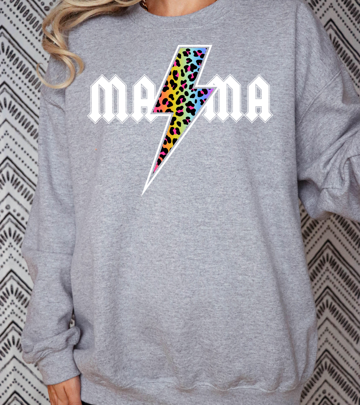 Mama, multicolor cheetah print-white