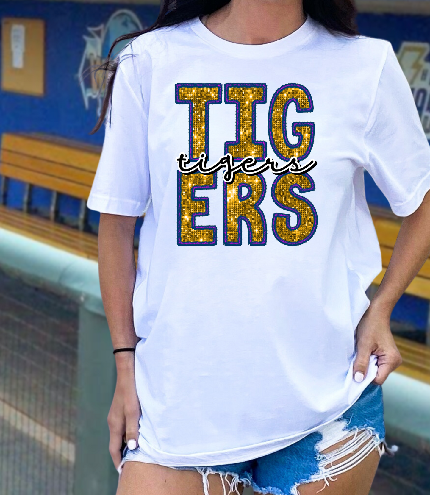Tigers - purple and gold glitter