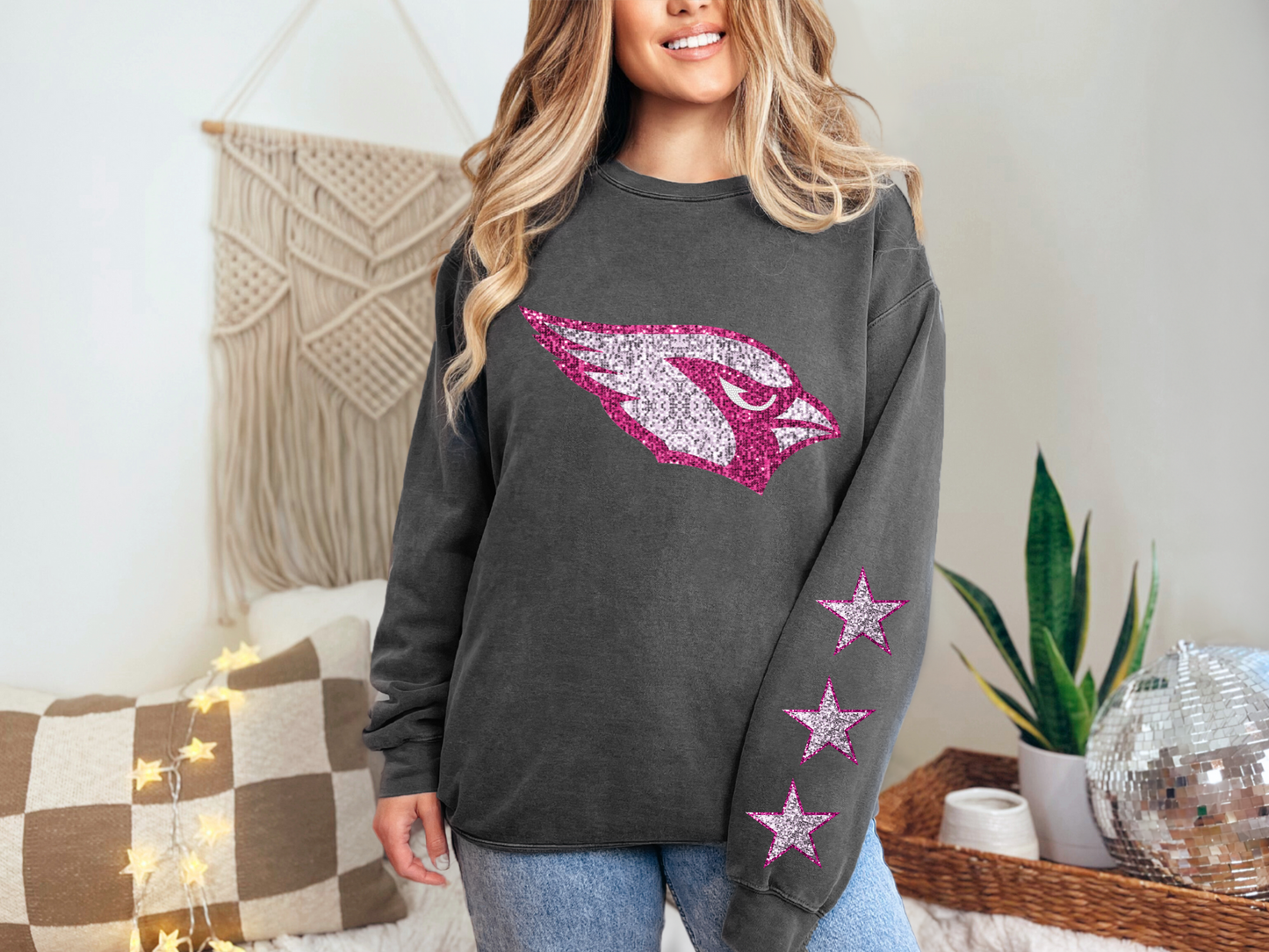 Cardinals Glitter Football - FRONT ONLY