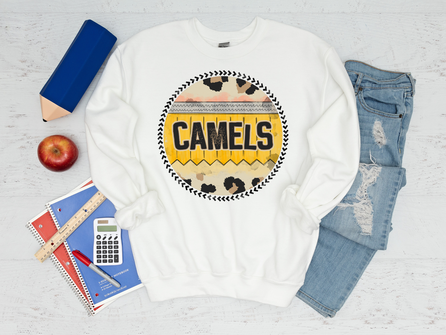 Camels, cheetah print, yellow and grey