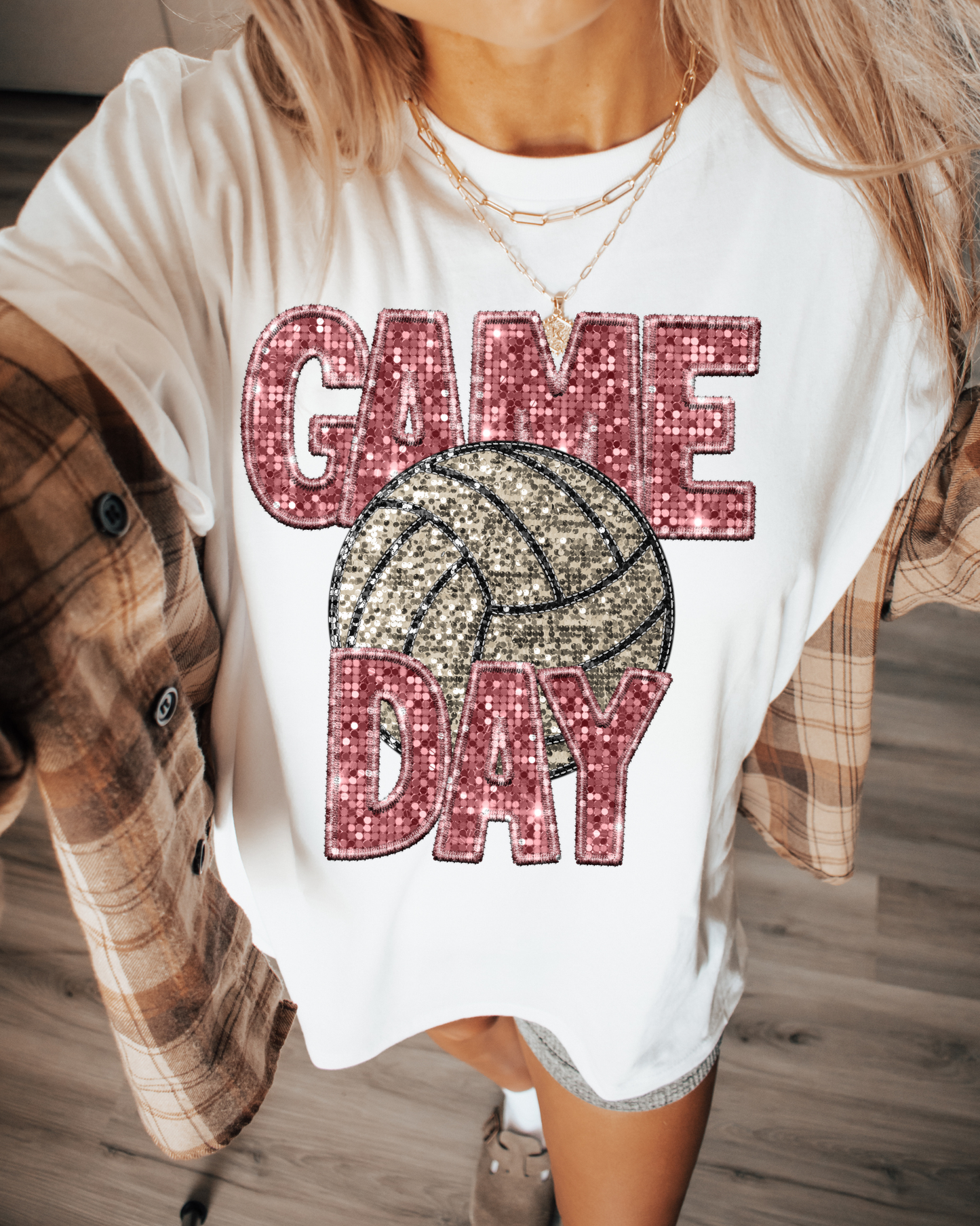 Game Day Volleyball Pink Glitter