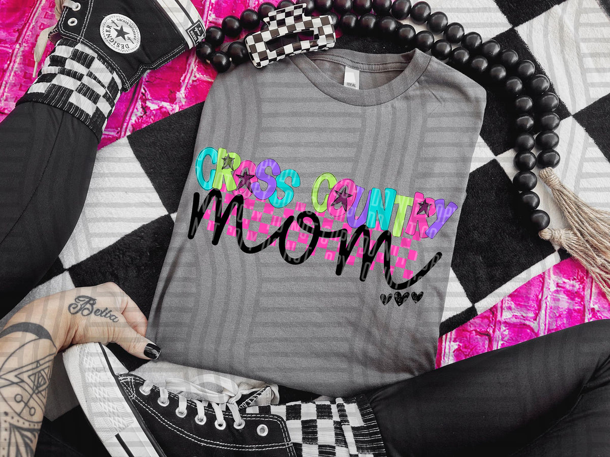 CROSS COUNTRY MOM COLORFUL STARS CHECKERS