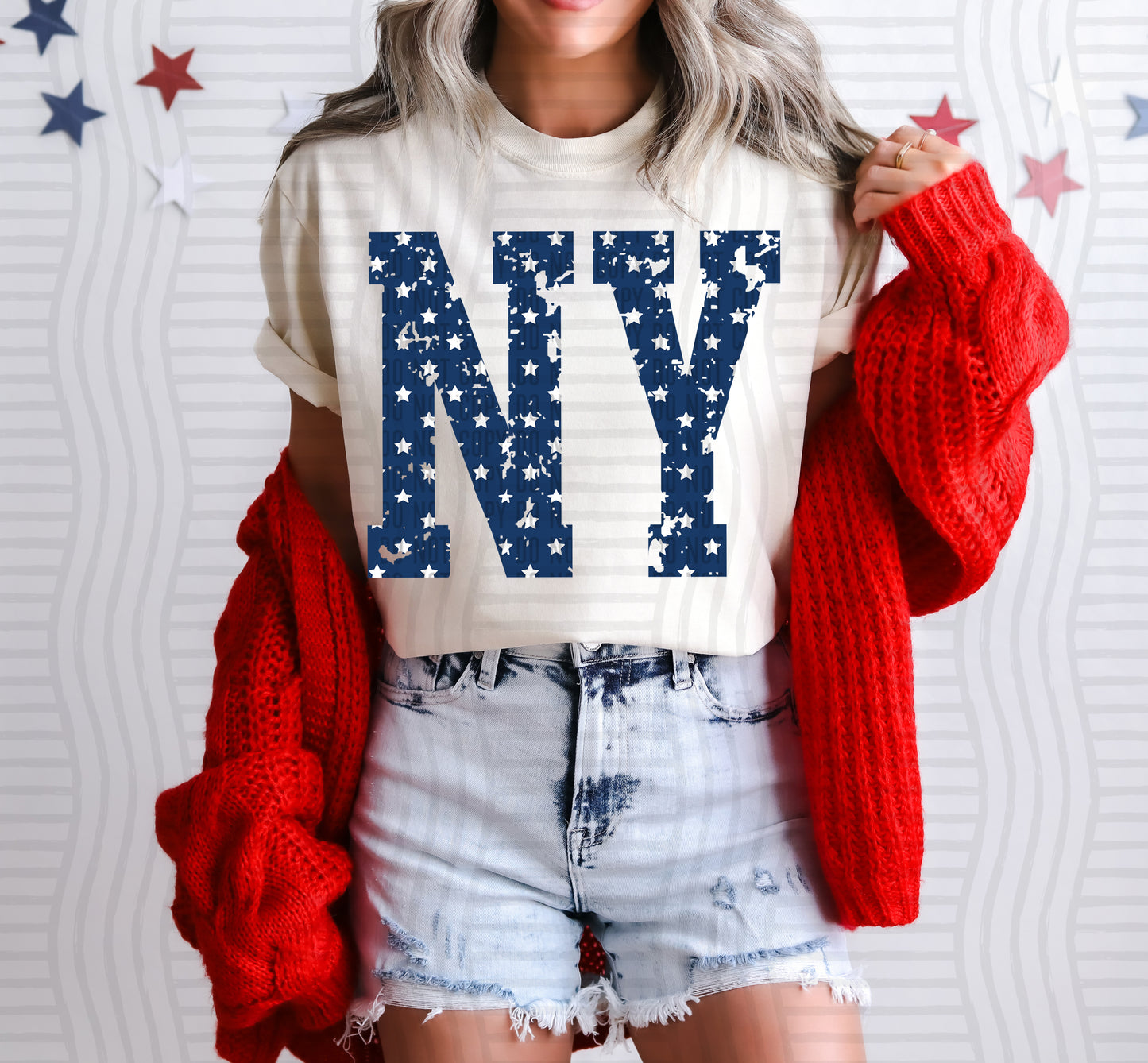 NY BLUE WITH STARS & DISTRESSED