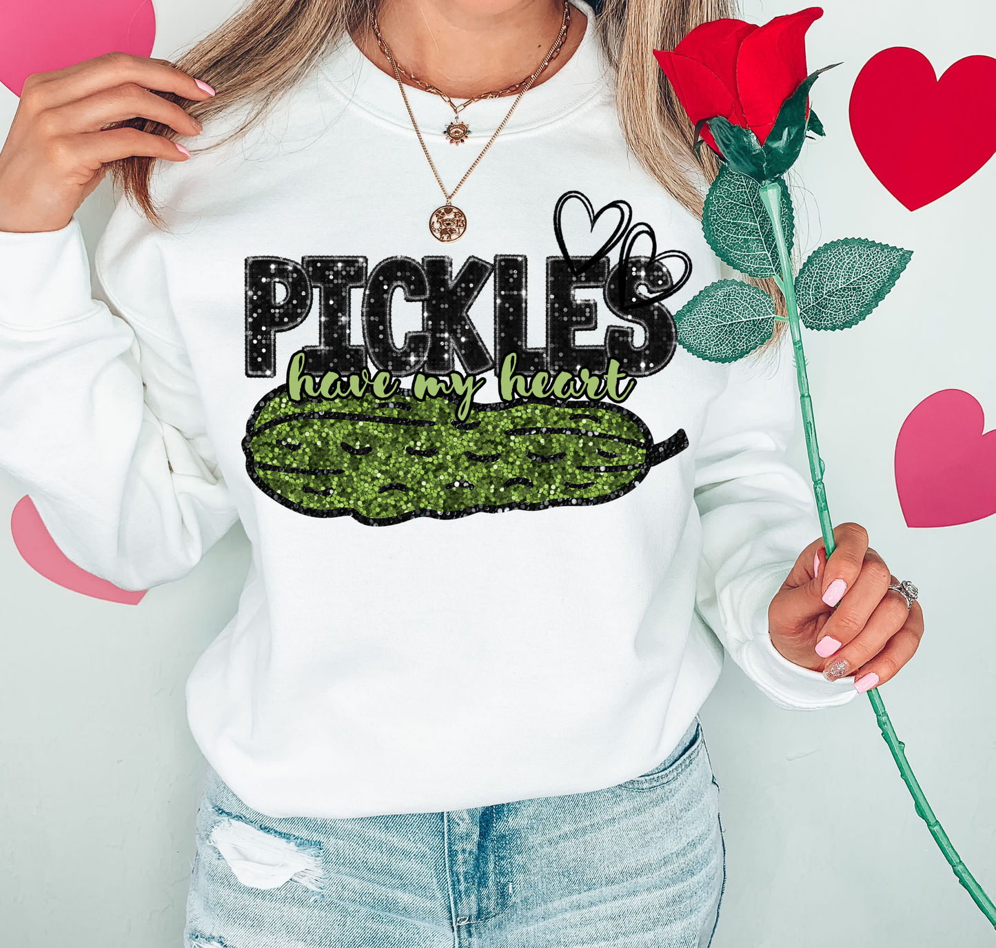Pickles Have My Heart Black Glitter Letters