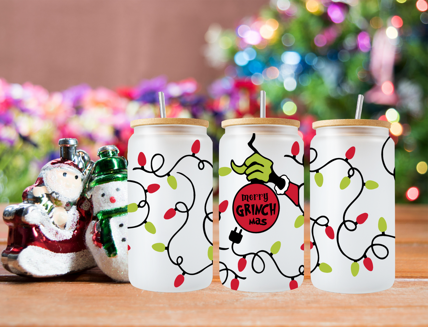 Merry Grinchmas Ornament Christmas Lights - UV Libby Wrap