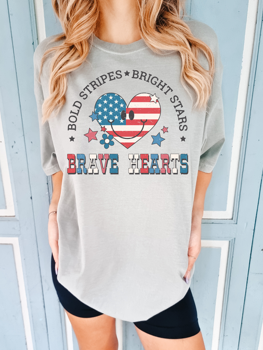 Bold Stripes Bright Stars Brave Hearts Smiley Face Distressed