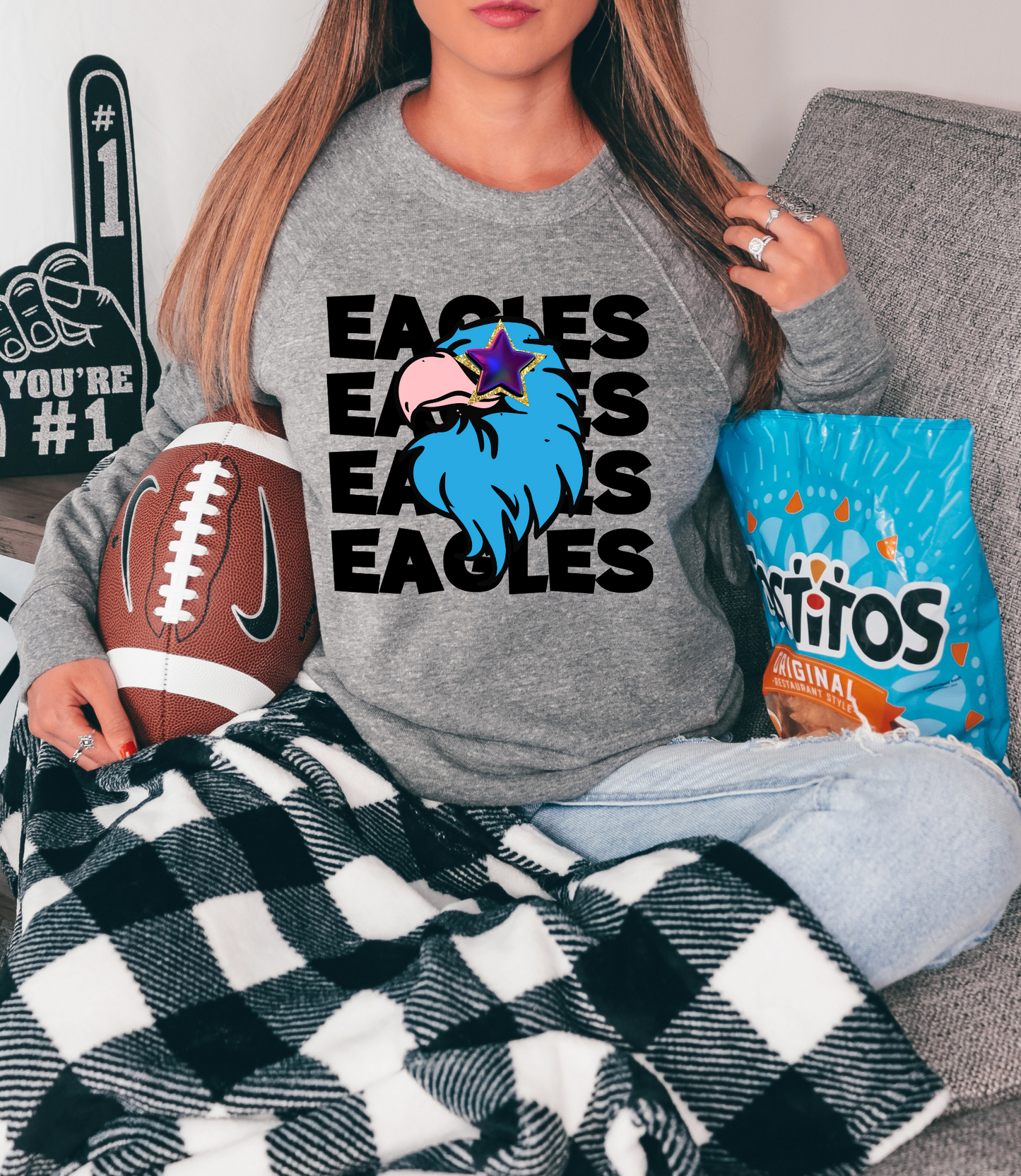Eagles Stacked -PURPLE/TEAL EAGLE