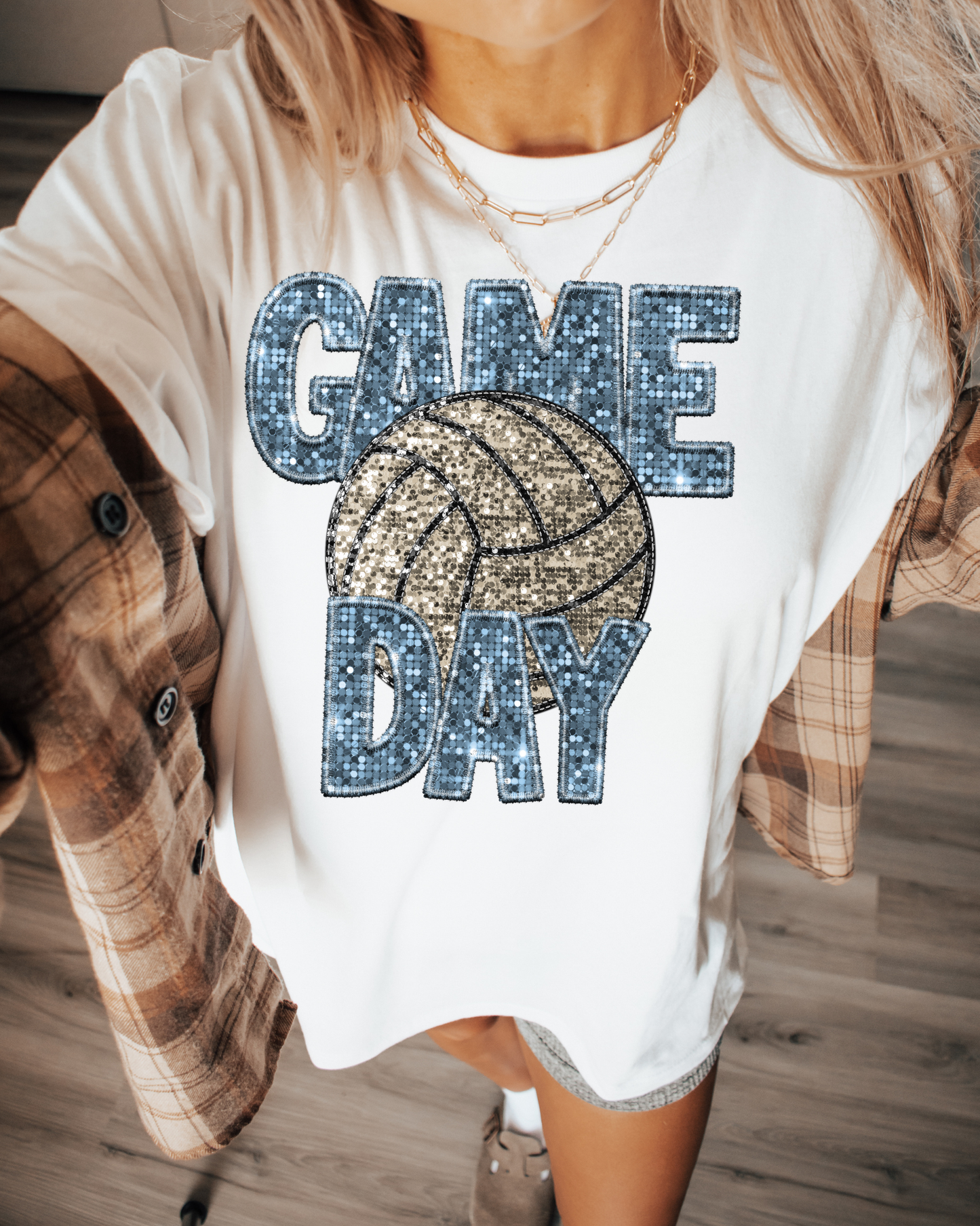 Game Day Volleyball Light Blue Glitter