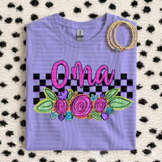 OMA CHECKERS FLOWERS