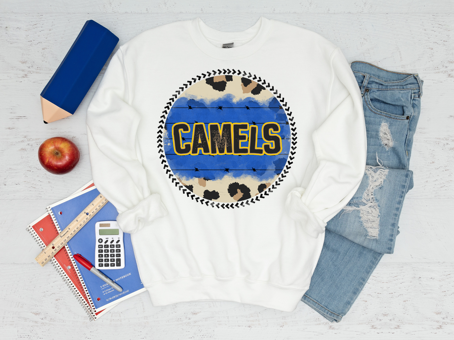 Camels, cheetah print and blue