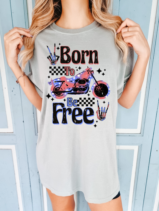 Born To Be Free Checkered Motorcycle