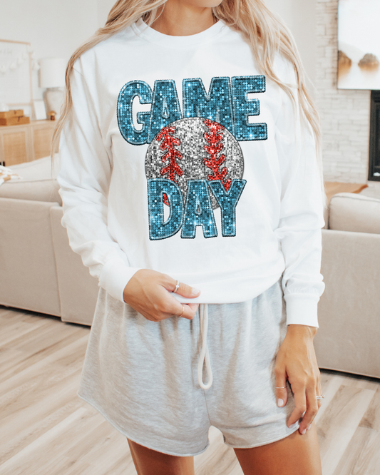Baseball Light Blue Glitter