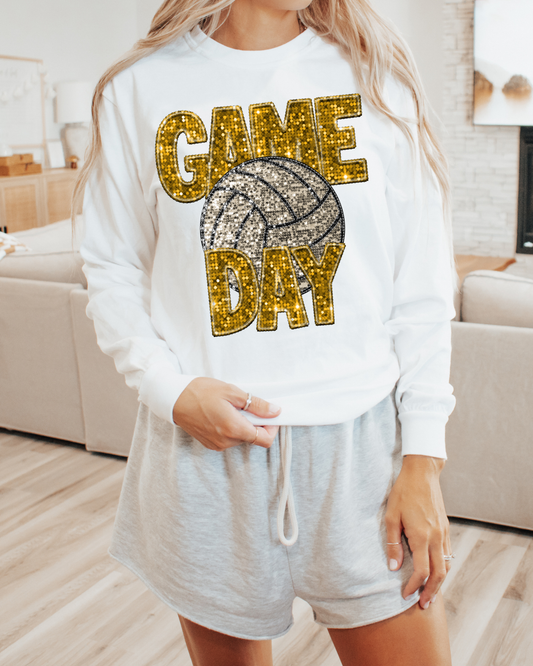 Game Day Volleyball Gold Glitter
