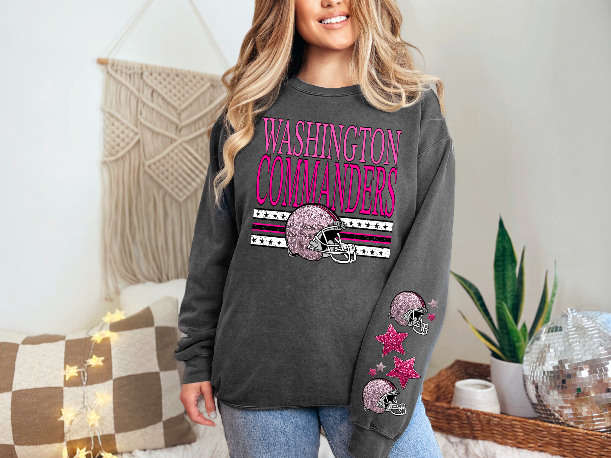 NFL Pink Sequins Washington Commanders - FRONT – Earthline Customs
