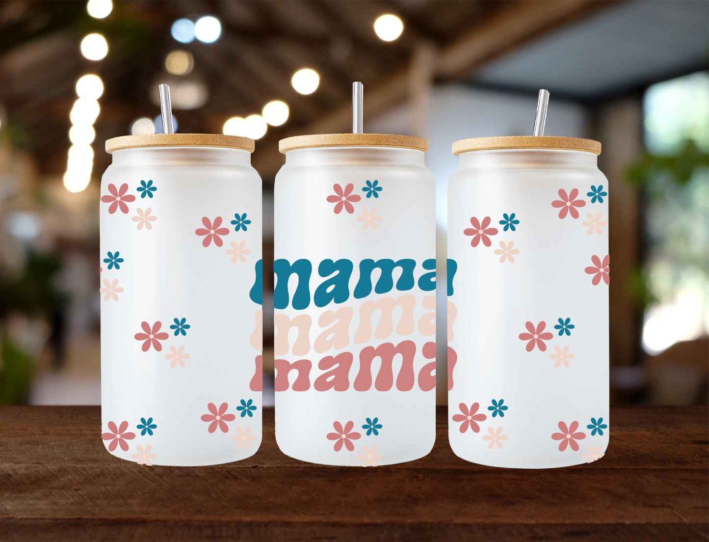 Mama Stacked Teal/Creme/Terracotta with Flowers - UV Libby Wrap