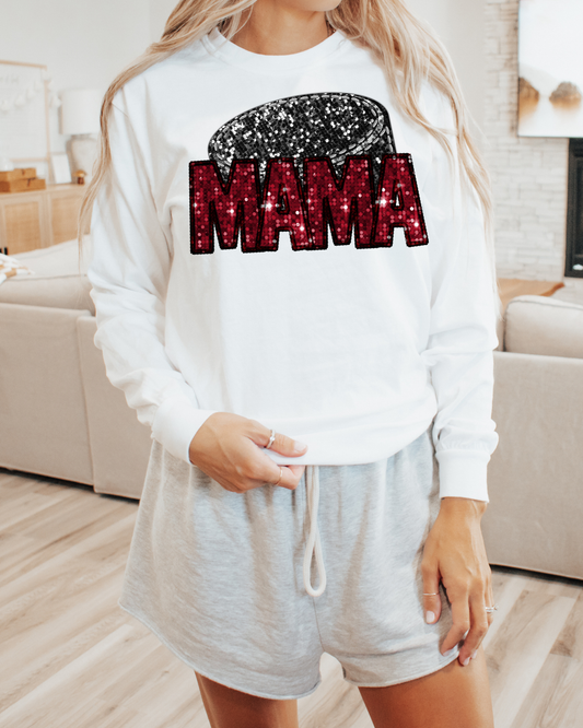 Mama Hockey Red Glitter