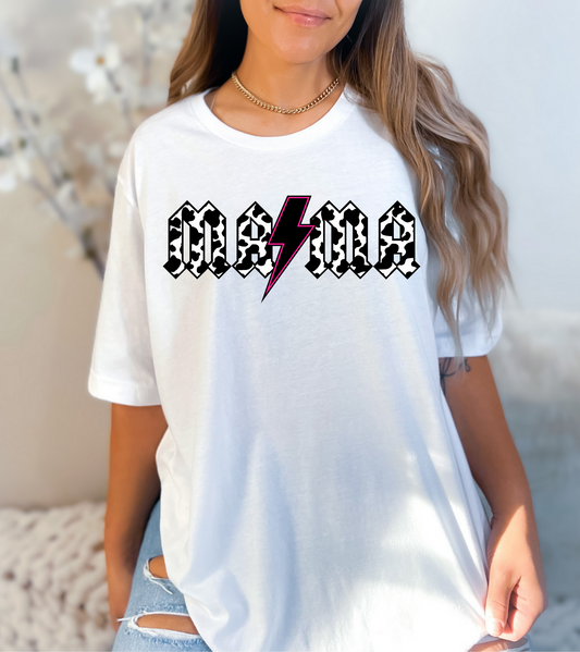 Mama Cow Print Lightning Bolt
