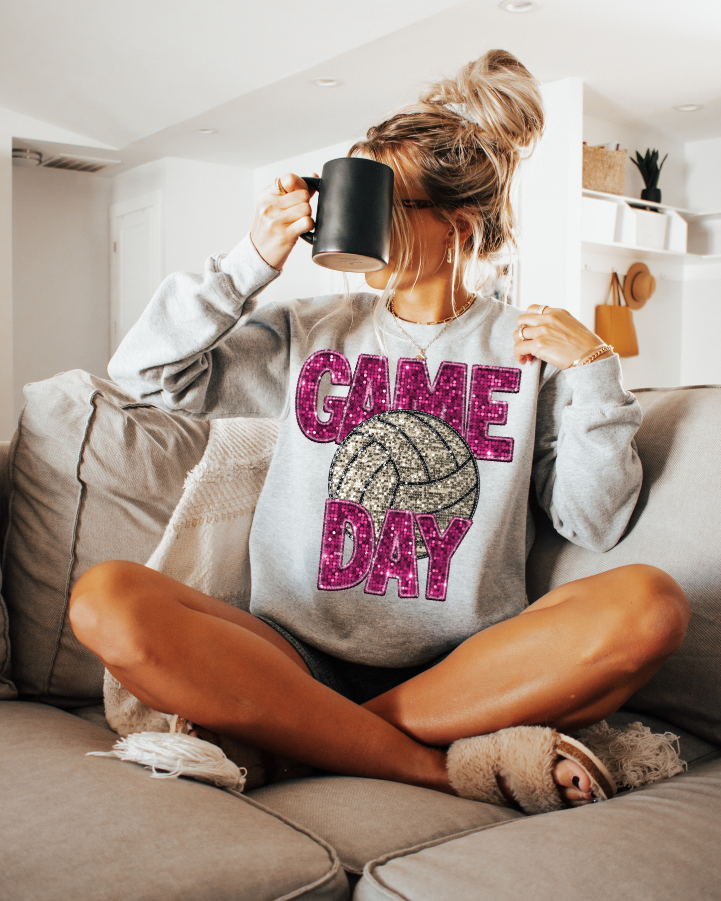 Game Day Volleyball Pink Glitter