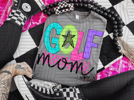 GOLF MOM COLORFUL STARS CHECKERS
