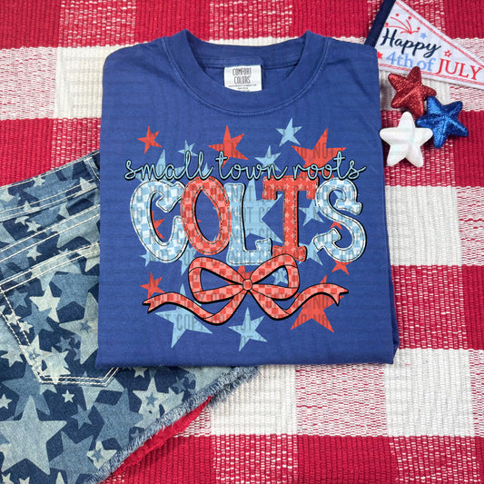 SMALL TOWN ROOTS COLTS RED WHITE & BLUE