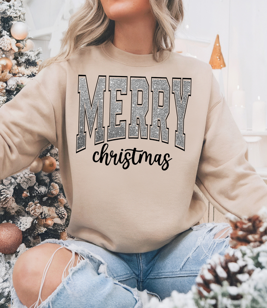 Merry Christmas Silver Glitter